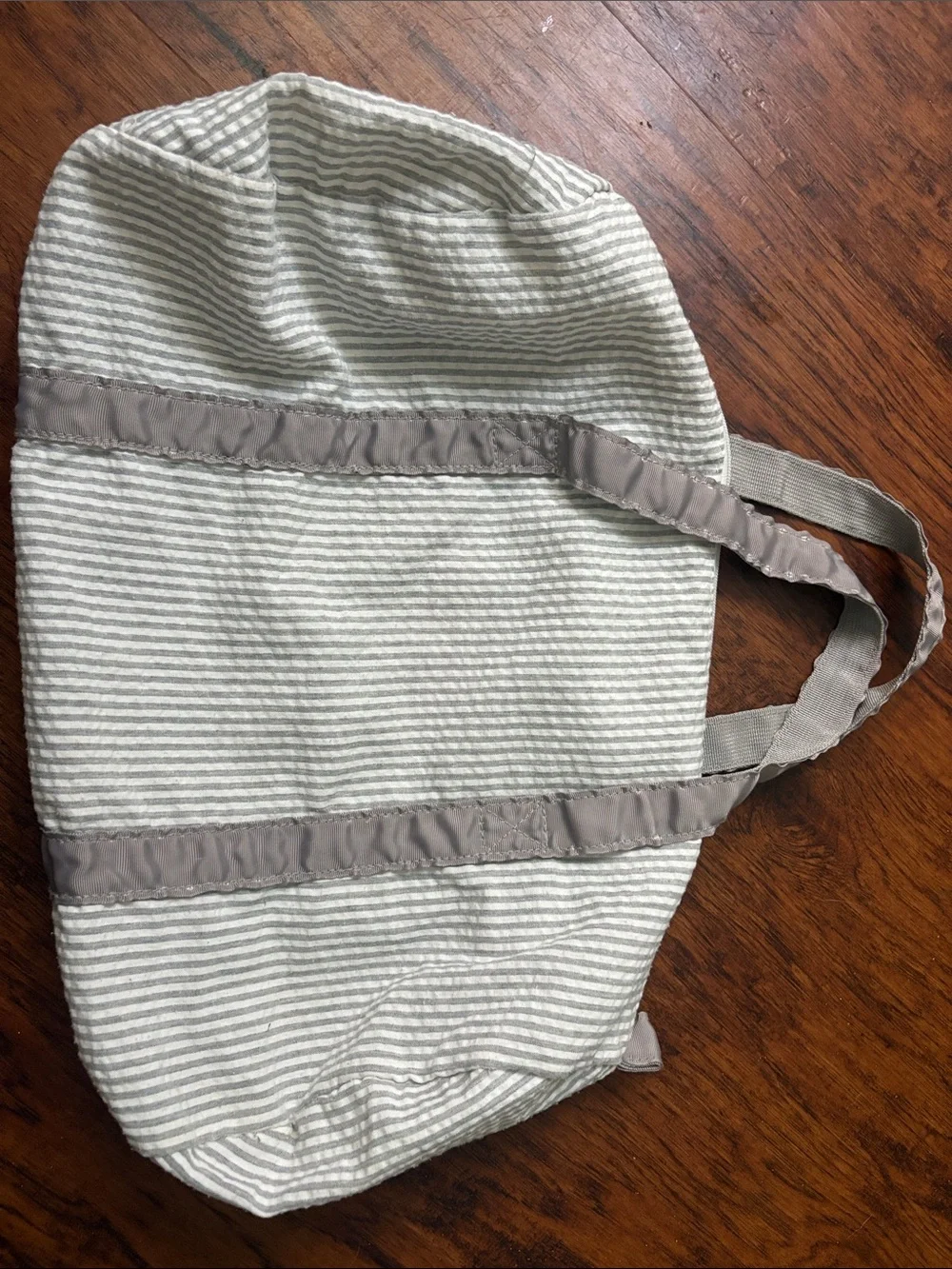 Personalized Kids Tote Bag in White and Gray with Red Embroidery